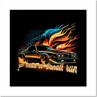 "Watch Ol' Bandit Run" - Artistic Design Featuring a 1977 Pontiac Trans Am Posters and Art